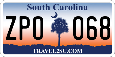SC license plate ZPO068
