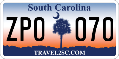 SC license plate ZPO070