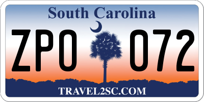 SC license plate ZPO072