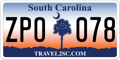 SC license plate ZPO078