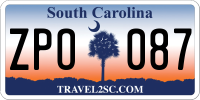 SC license plate ZPO087