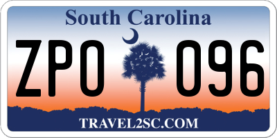 SC license plate ZPO096