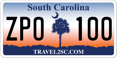 SC license plate ZPO100