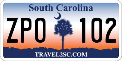 SC license plate ZPO102