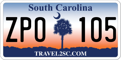 SC license plate ZPO105