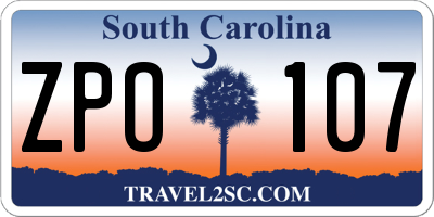 SC license plate ZPO107