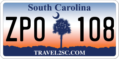 SC license plate ZPO108