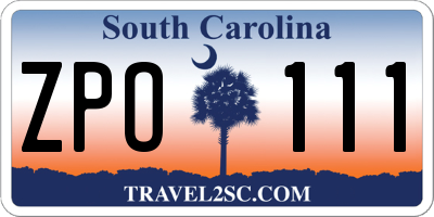 SC license plate ZPO111