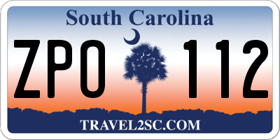 SC license plate ZPO112