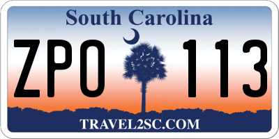 SC license plate ZPO113