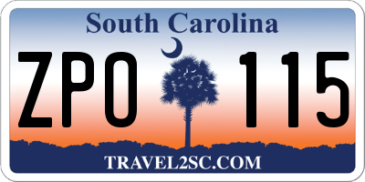 SC license plate ZPO115