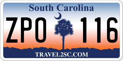 SC license plate ZPO116