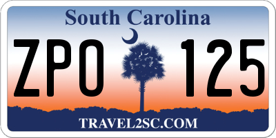 SC license plate ZPO125