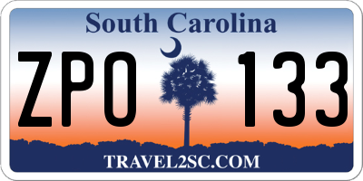 SC license plate ZPO133