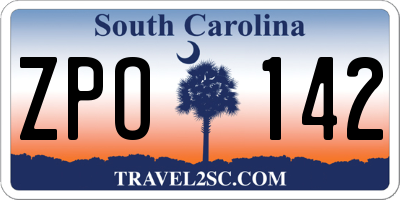 SC license plate ZPO142