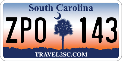SC license plate ZPO143