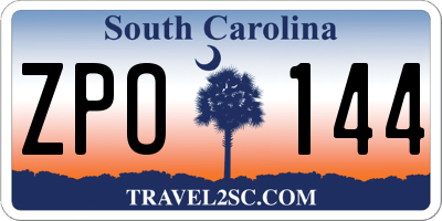 SC license plate ZPO144
