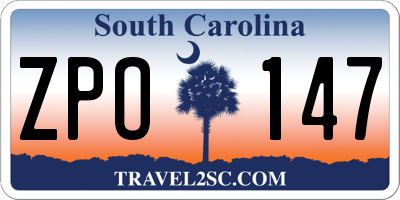 SC license plate ZPO147