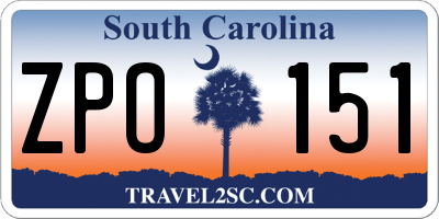 SC license plate ZPO151
