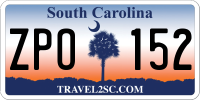SC license plate ZPO152