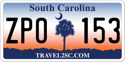 SC license plate ZPO153