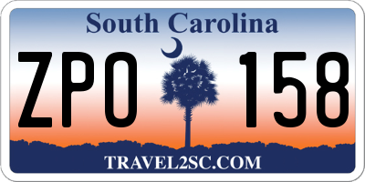 SC license plate ZPO158