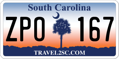 SC license plate ZPO167