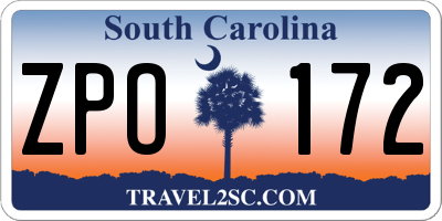 SC license plate ZPO172