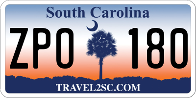 SC license plate ZPO180