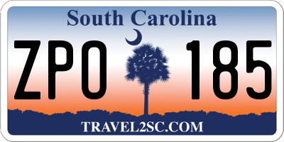 SC license plate ZPO185