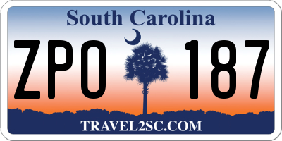 SC license plate ZPO187
