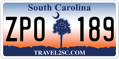 SC license plate ZPO189