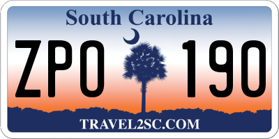SC license plate ZPO190