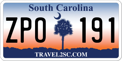 SC license plate ZPO191