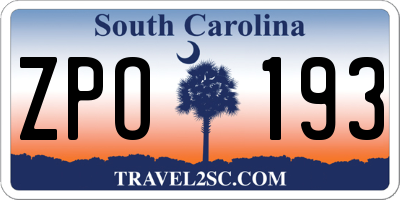 SC license plate ZPO193