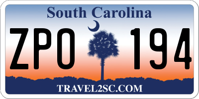 SC license plate ZPO194