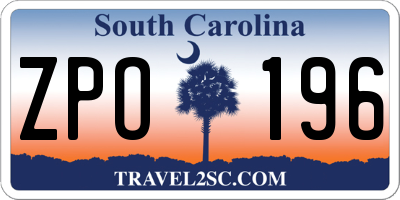 SC license plate ZPO196