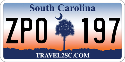 SC license plate ZPO197