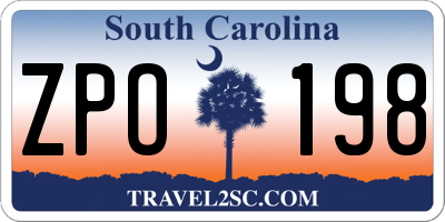 SC license plate ZPO198