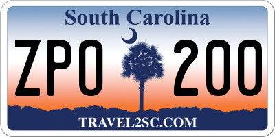 SC license plate ZPO200
