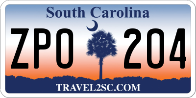 SC license plate ZPO204