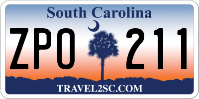 SC license plate ZPO211
