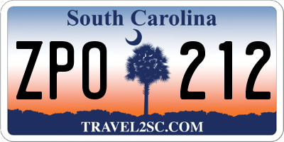 SC license plate ZPO212
