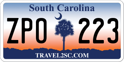 SC license plate ZPO223