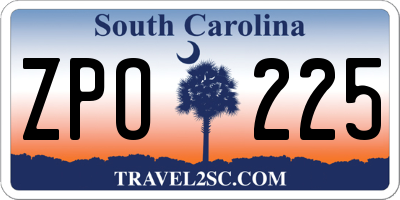 SC license plate ZPO225