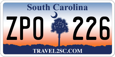 SC license plate ZPO226