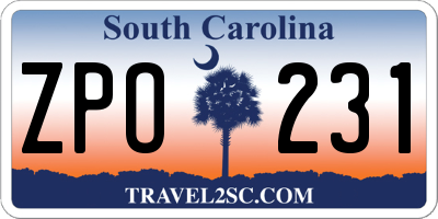 SC license plate ZPO231