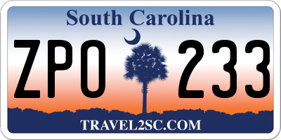 SC license plate ZPO233