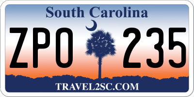 SC license plate ZPO235