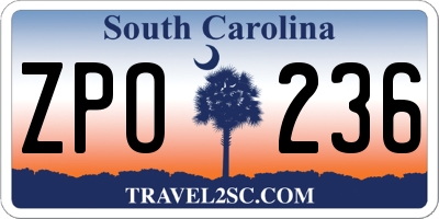 SC license plate ZPO236
